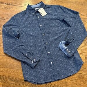 Age of Wisdom NEW NWT Men's Blue Patterned performance Shirt, S, quick dry, UPF